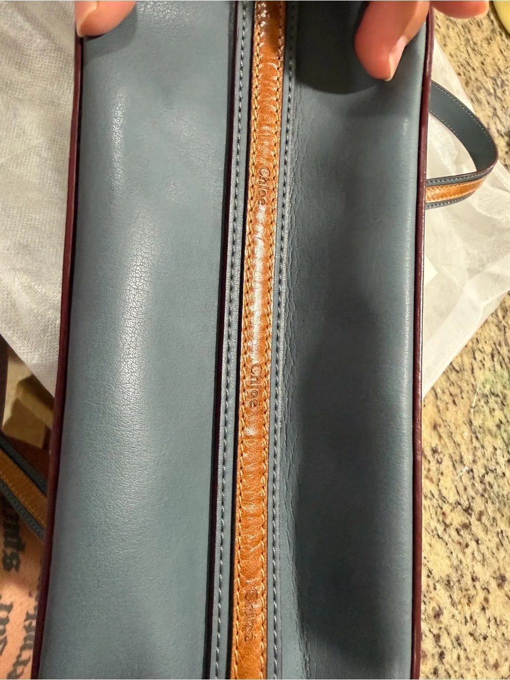 Chloé Blue Leather Zip Camera Crossbody Bag